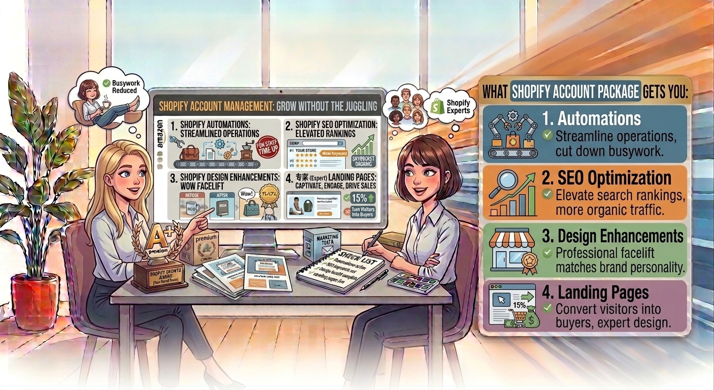 Unlock the full potential of your Shopify store with our Shopify Account Management Package