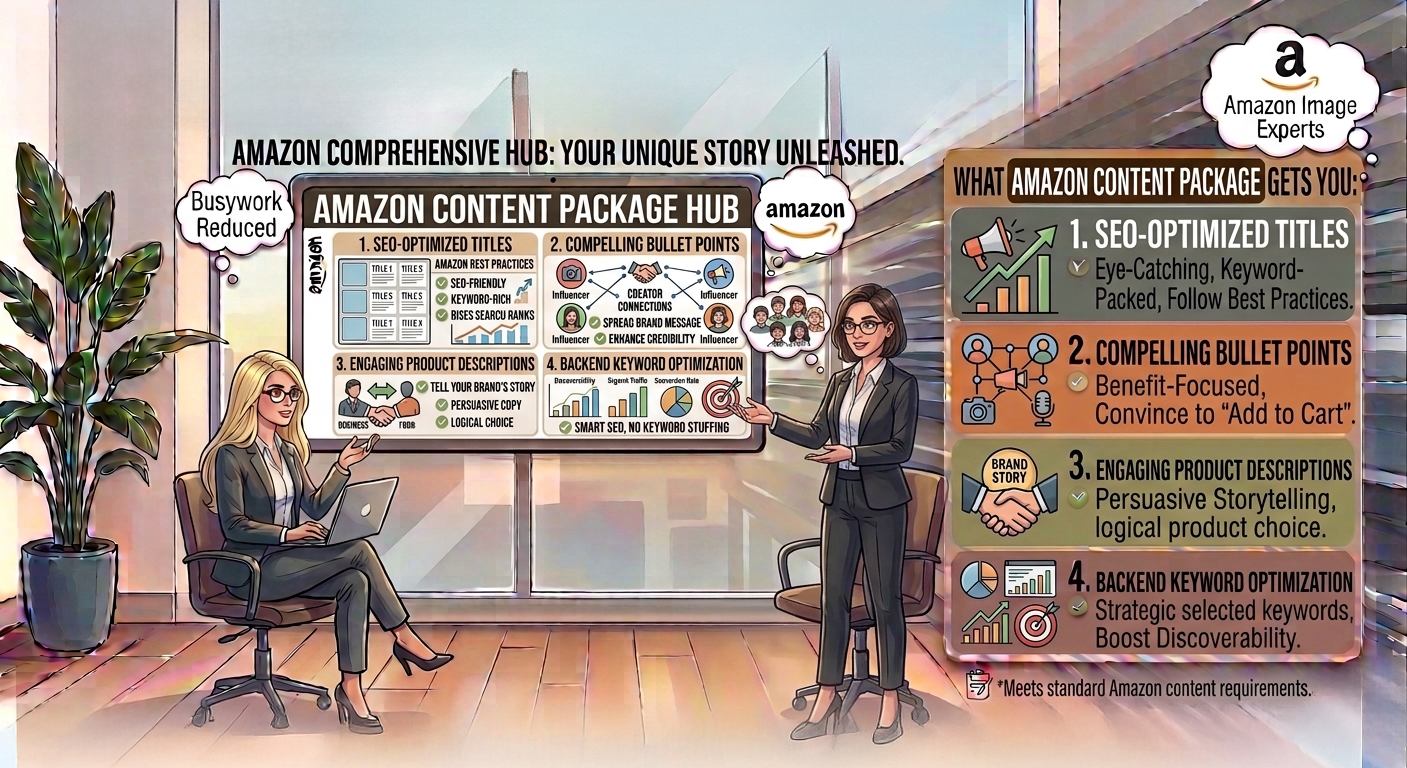 Optimize your Amazon listings with our New Content Package—because great products deserve content that actually sells. We craft SEO-friendly, keyword-rich copy for every part of your listing to boost your visibility, impress Amazon’s algorithm, and win over more customers.