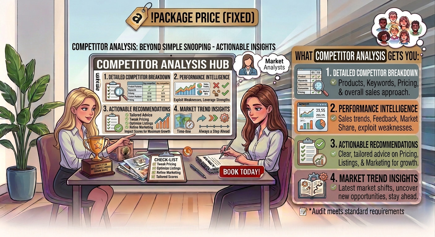 Detailed Competitor Breakdown – We deep-dive into your key competitors' product offerings, pricing tactics, keyword strategies, and overall sales approach.